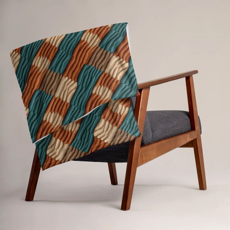 Boho Fall Colors Crochet Knit Pattern Throw Blanket product image (3)