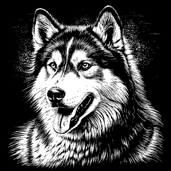 Alaskan Malamute Pencil Sketch-24x24x300 product image (1)