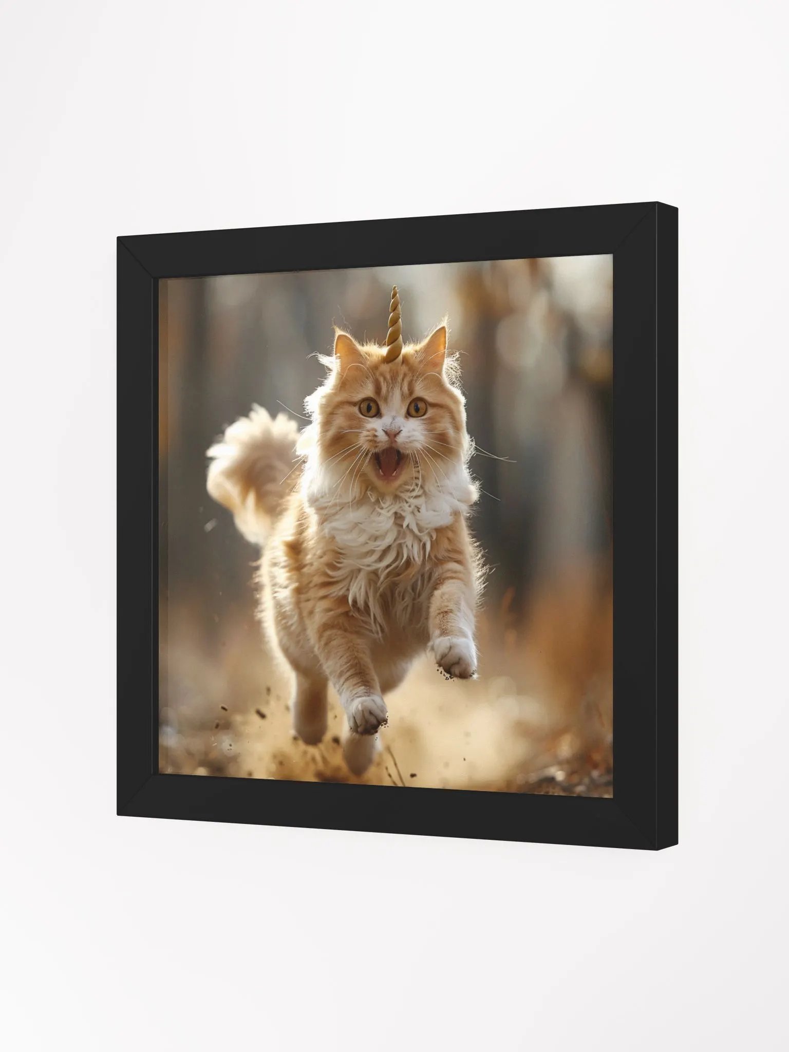Charging Orange Unicorn Cat Funny Framed Wall Art product image (29)