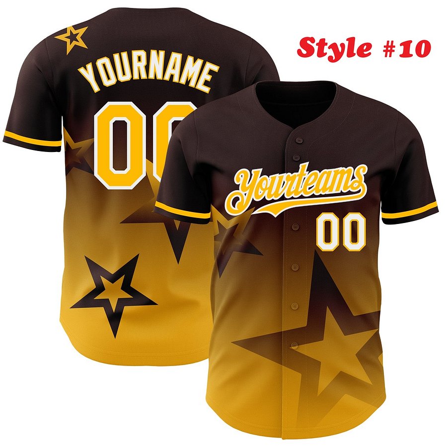 Authentic Baseball Jersey, Custom Baseball Jersey, Personalized Sport Jersey, Colorful, 3D Gradient Style Twinkle Star product image (185)