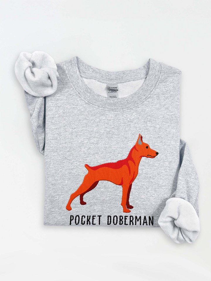 Pocket Doberman Sweatshirt (Embroidered) of a Miniature Pinscher(Red) product image (1)