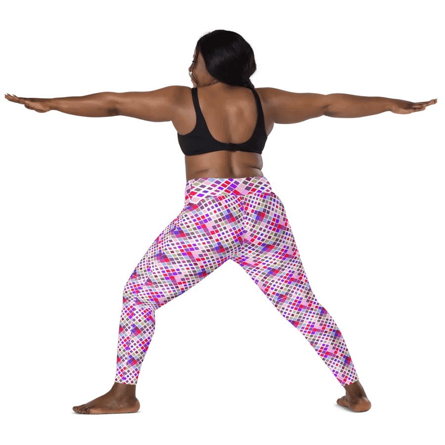 Colorful Square Pattern Design Leggings with Pocket - v1 product image (4)