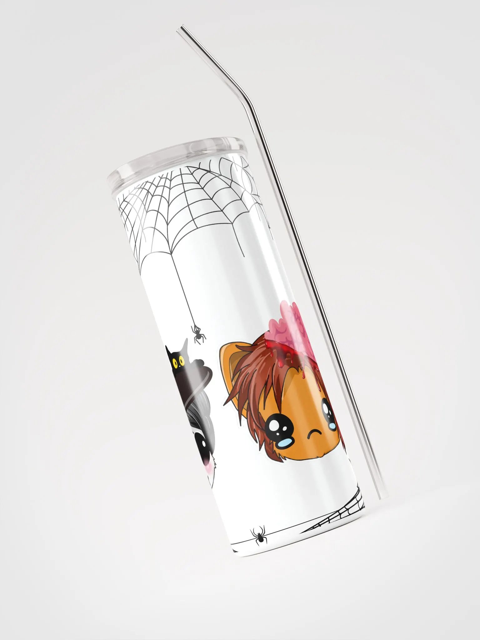 Witchy Panda and Zombie Simba Steel Tumbler - Halloween 2024 product image (3)