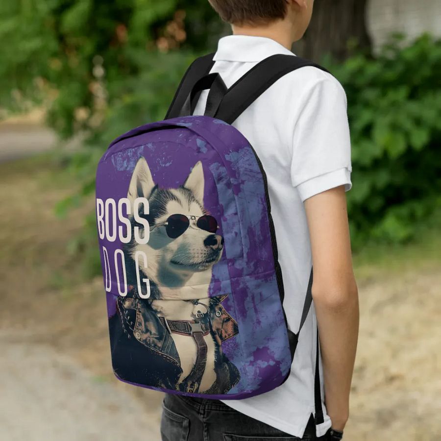Siberian Husky Big Boss  All-Over Print Backpack product image (3)