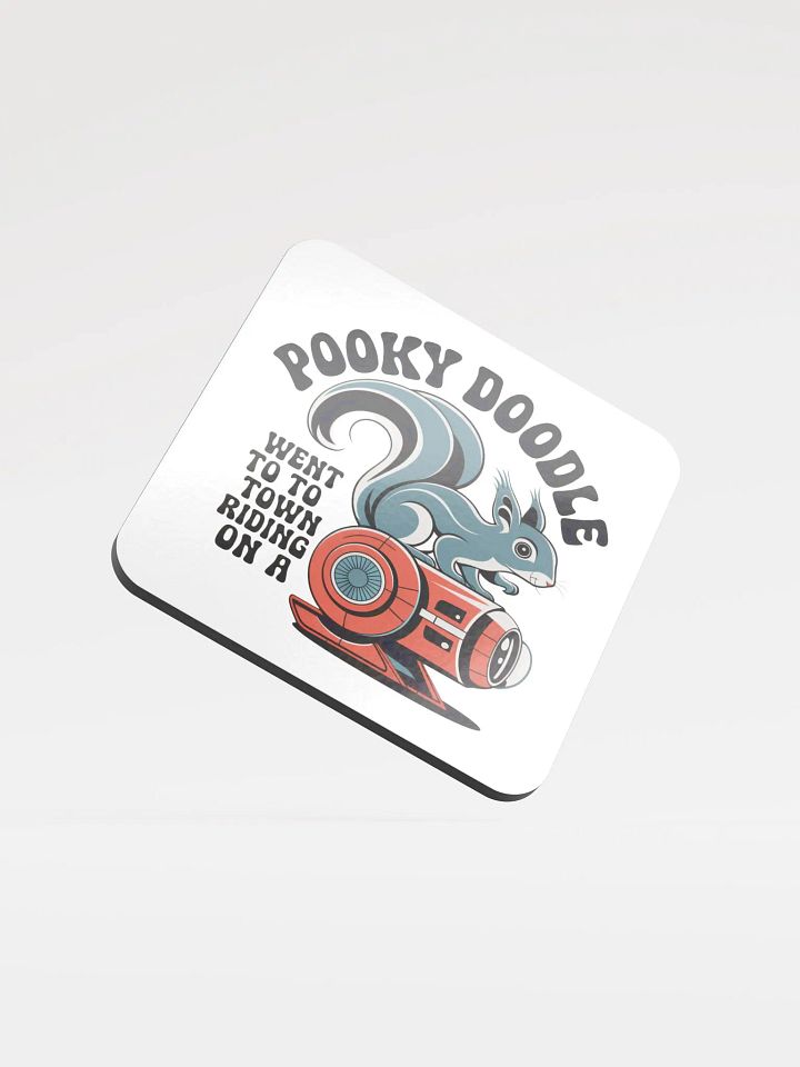 Coaster or micro art piece: pooky doodle went to town riding on a robot product image (1)
