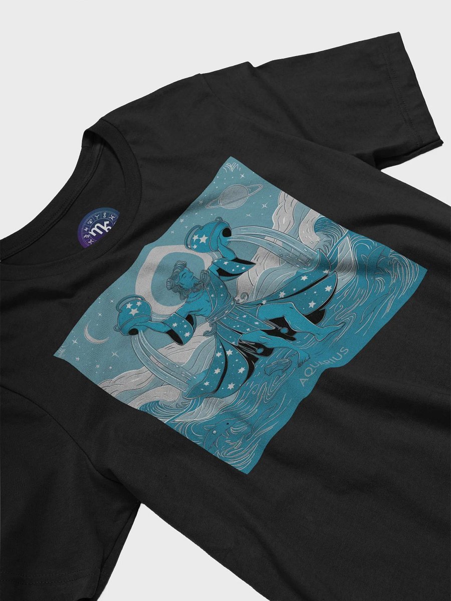 Exclusive Aquarius Zodiac T-Shirt - Unisex Celestial Water Bearer and Moon Design product image (5)