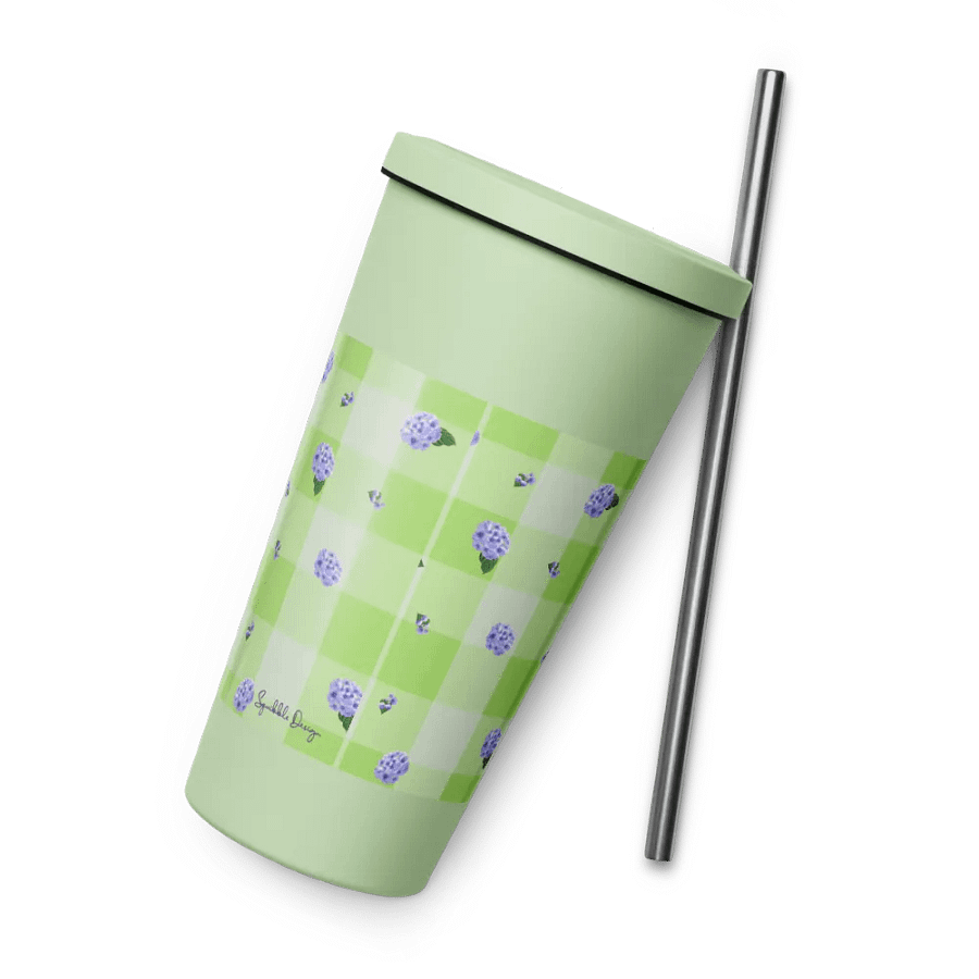 Hydrangeas on Gingham Metal Tumbler product image (7)