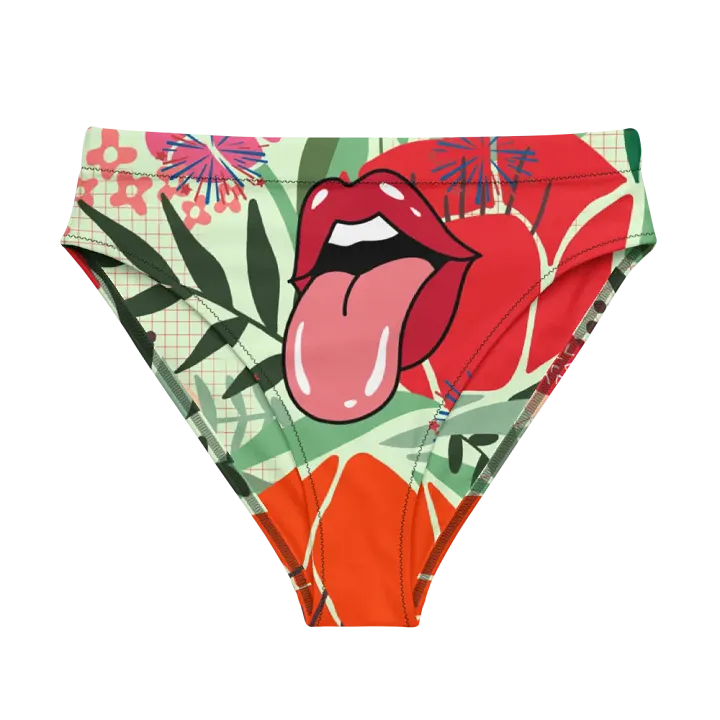 Print Recycled High-Waisted Bikini Bottom – Sustainable, Stylish & Flattering! ♻👙 product image (1)
