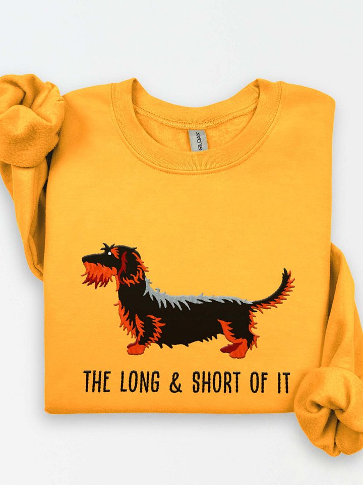 The Long & Short of It Sweatshirt (Embroidered) of a Wirehaired Dachshund(Black & Tan) product image (1)