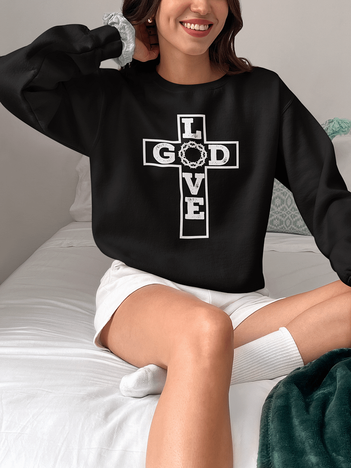 God Love: Cross is God Love Gildan Sweater - Front/Back . product image (1)