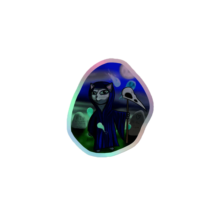 Tom the Grim Cat Holographic Sticker product image (1)