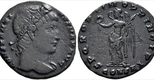 Hammered at 4400 CHF at Leu's Webauction 26, lot 5454. Constantine I, 307/310-337. Follis (?) (Bronze, 20 mm, 3.07 g, 6 h), C...