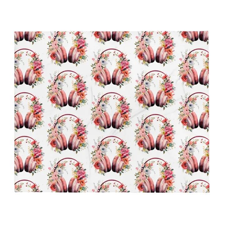 Headphones And Flowers Blanket product image (1)