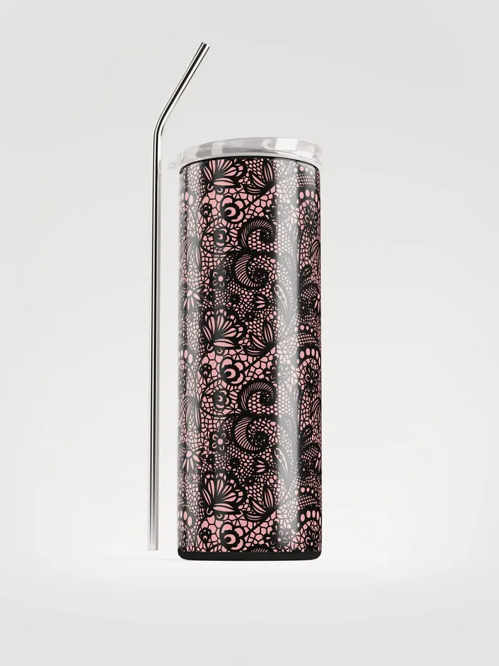 Charming Pink & Black Lace Stainless Steel Tumbler | Eco-Friendly Design product image (1)