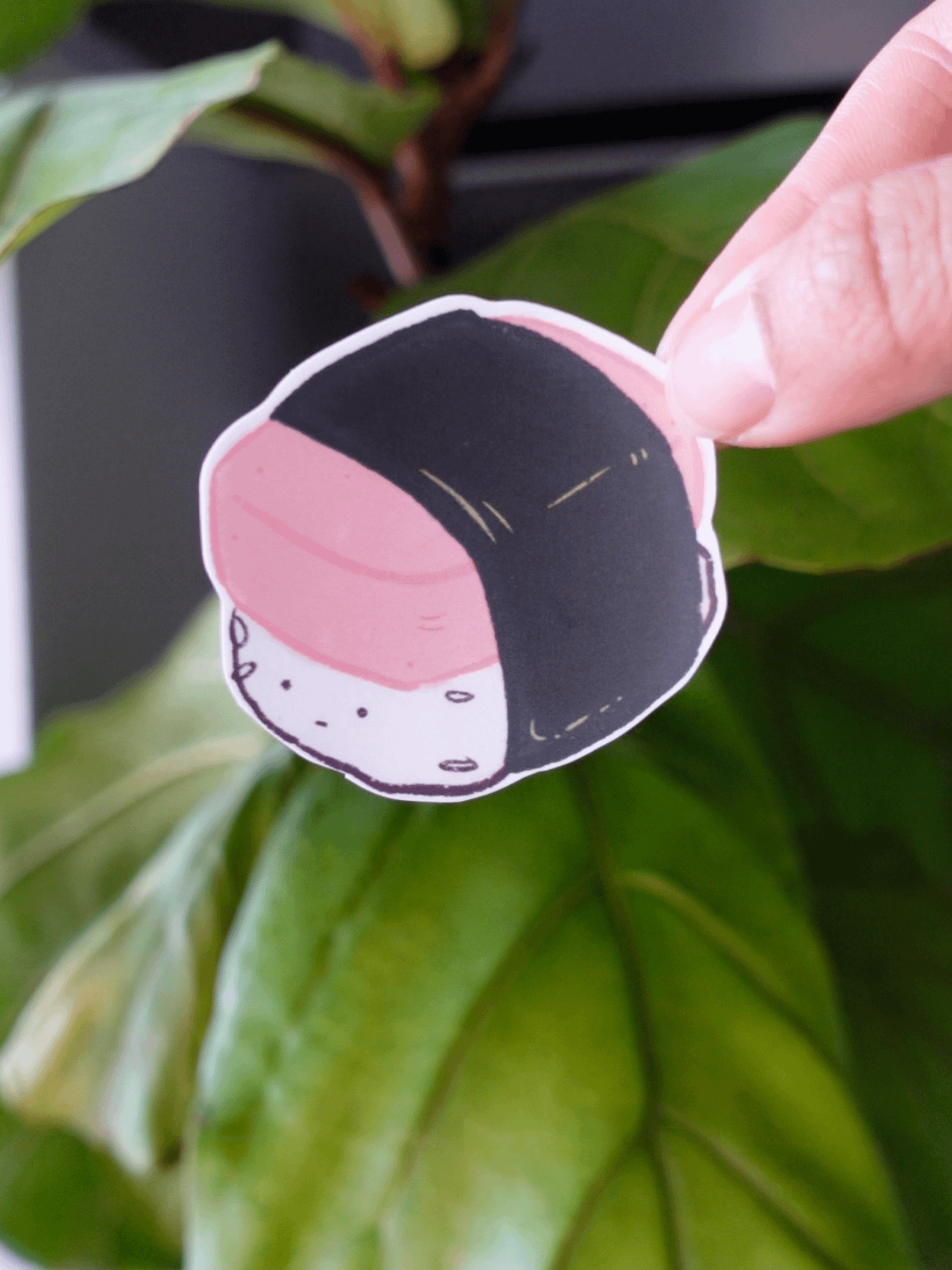 Spam Musubi with face small mouth Waterproof Vinyl sticker product image (1)