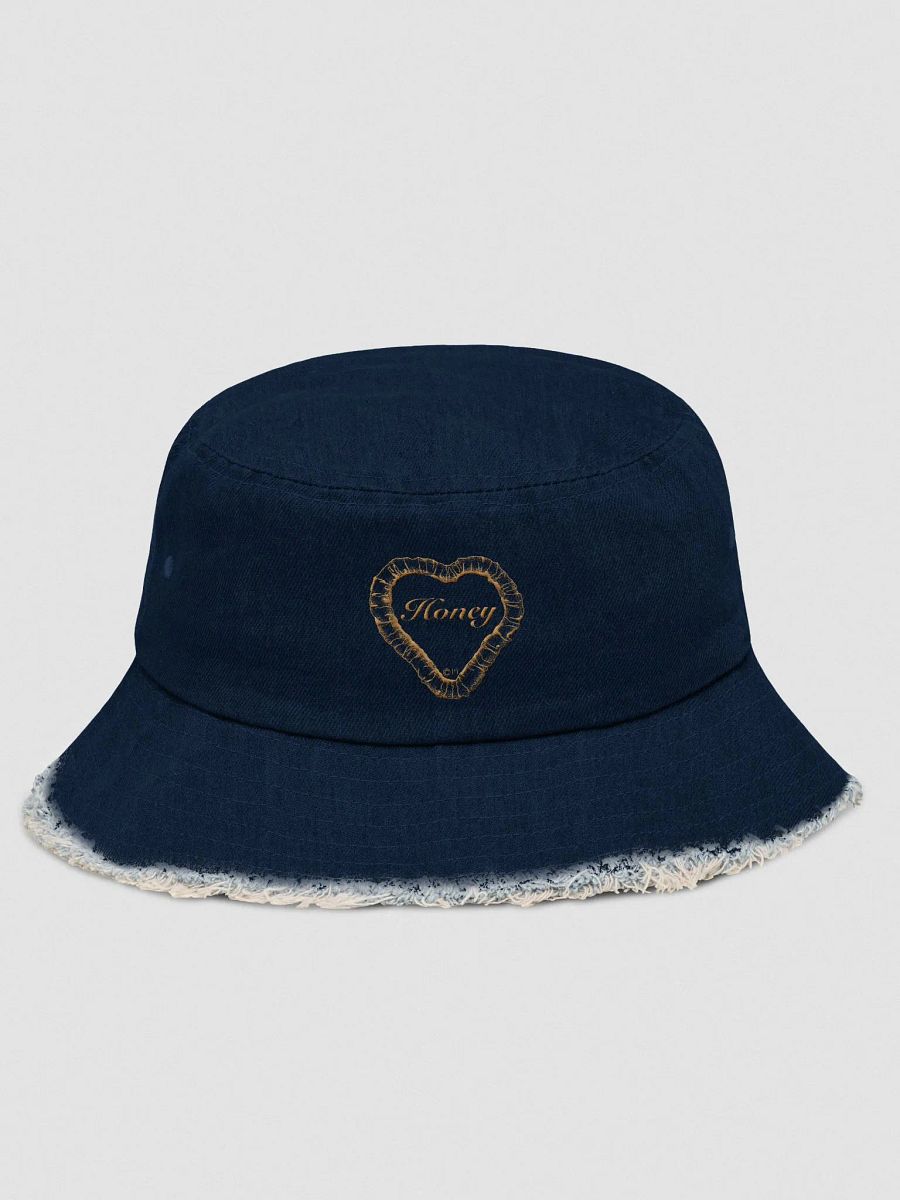 Honey Script Heart Denim Bucket Hat gold embroidered product image (1)