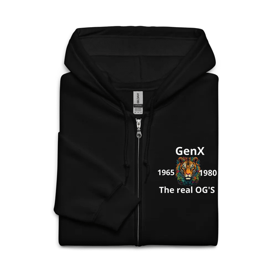 "Tiger's Botanical Bliss GenX Zip Hoodie – Bold Tiger & Floral Design, Stylish Streetwear!" product image (7)