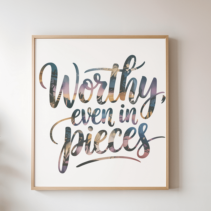 Worthy Even In Pieces, Mental Health png, Motivational Png, Positive Png, Mental Health Matter Png, Be Yourself Png, Positive Vibes Gift product image (1)