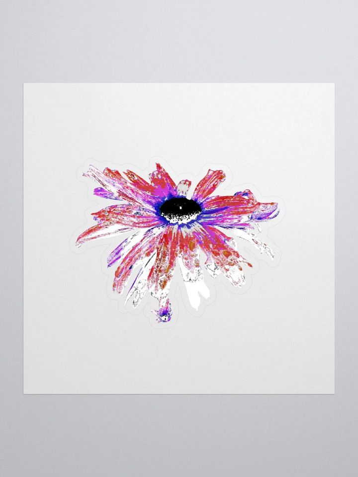 Abstract Red and White Distressed Daisy Flower Kiss Cut Sticker product image (2)