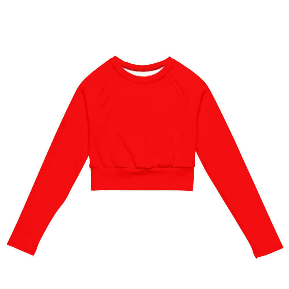 Plain Color Red Long Sleeve Crop Top product image (5)
