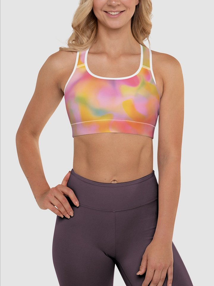 Sport Bra "Sweet Pastel Tie Dye in Orange Light Pink" product image (1)