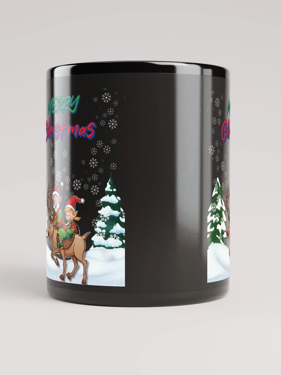 Santa Elves Riding A Reindeer Black Mug product image (9)