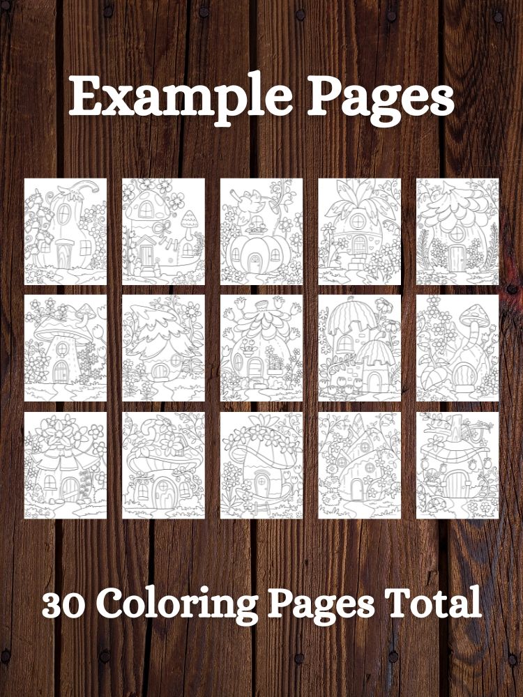 Whimsical Fairy Houses Printable Coloring Pages product image (2)