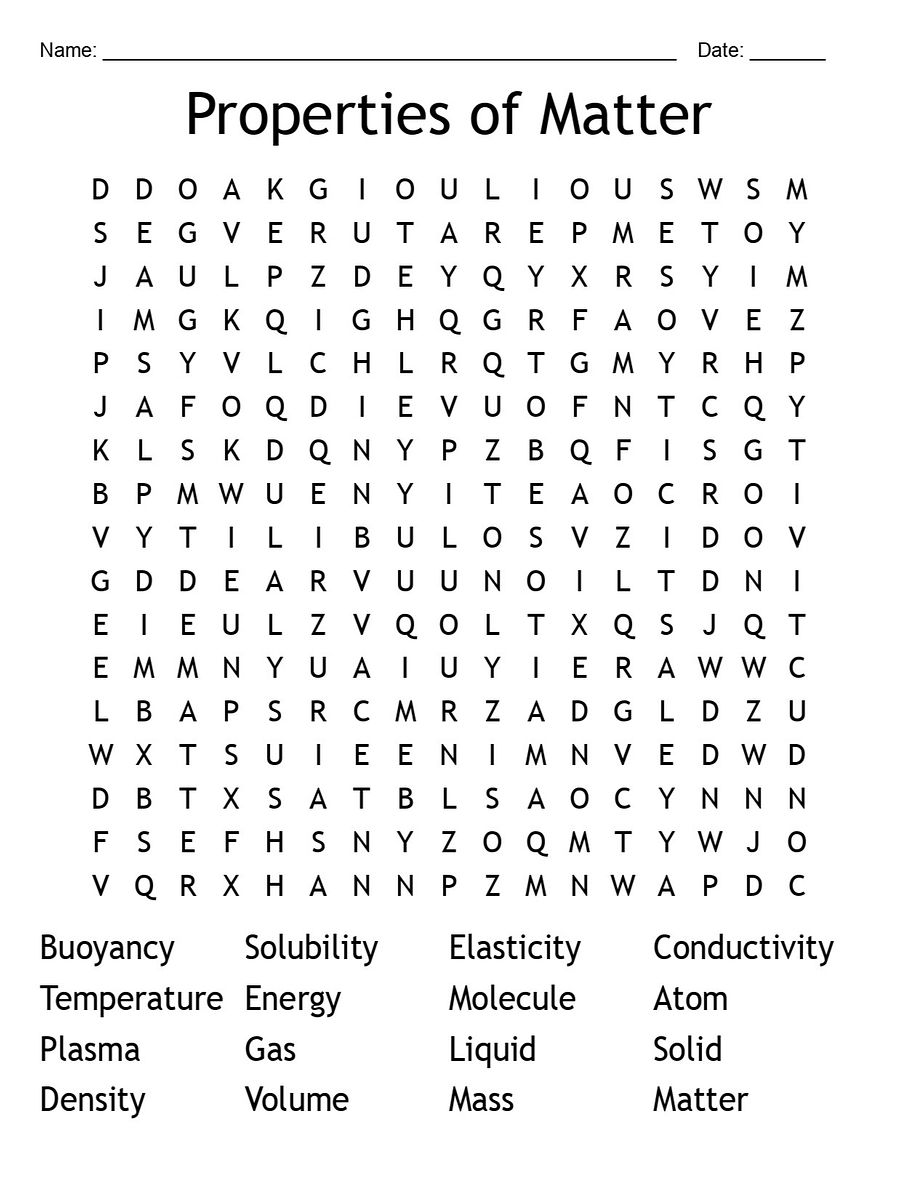 Printable Properties of Matter Word Search – 16 Key Terms! product image (1)