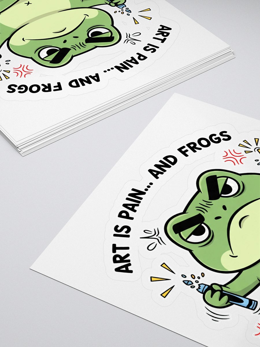 Grumpy Frog with Crayons Kiss Cut Sticker product image (4)
