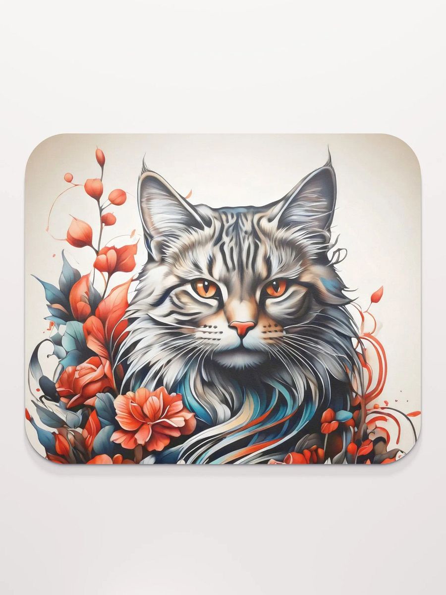 Cat with Fiery Florals Mouse Pad product image (3)