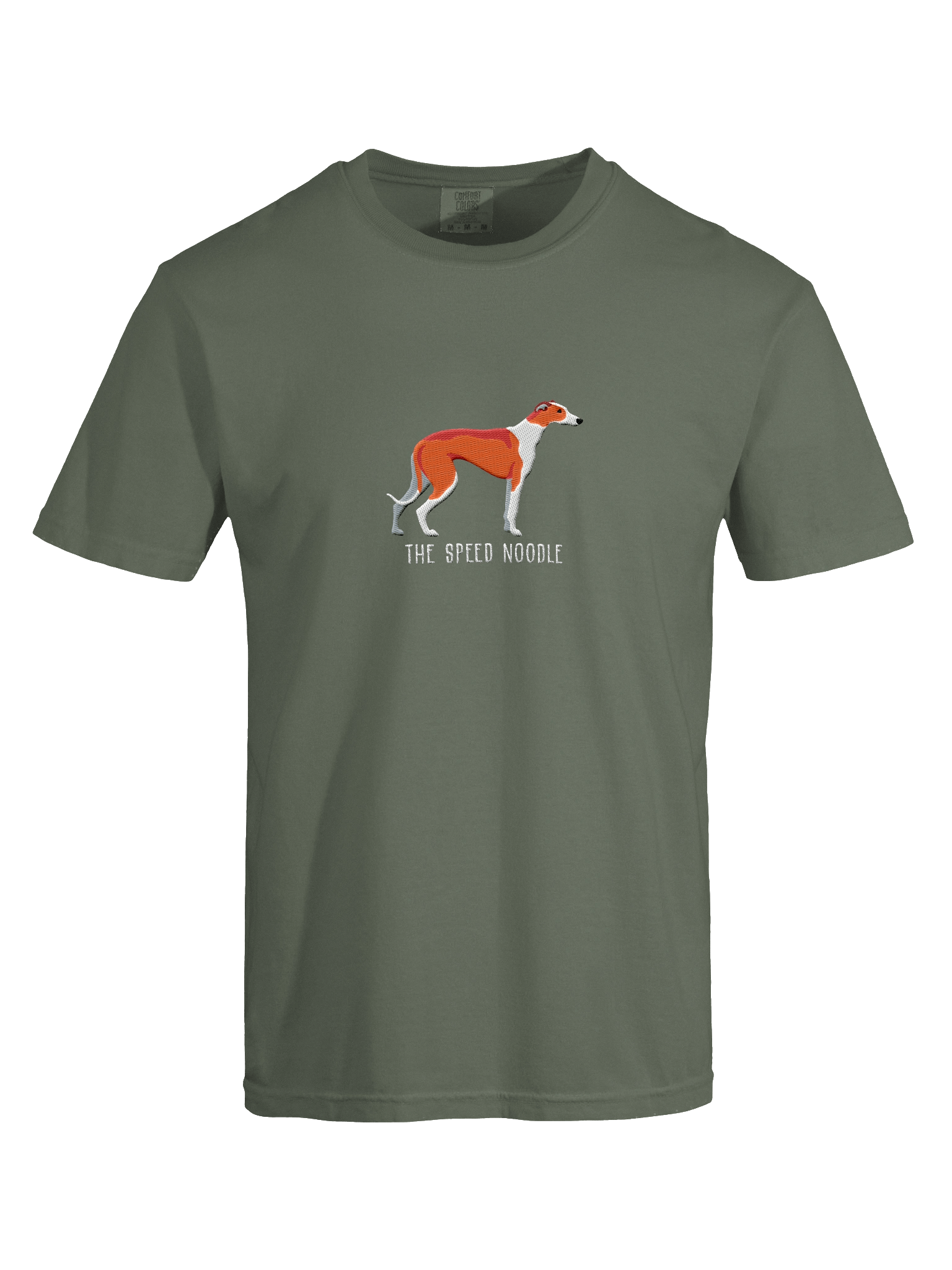 The Speed Noodle T-Shirt(Embroidered) of a Greyhound(Red & White) product image (27)