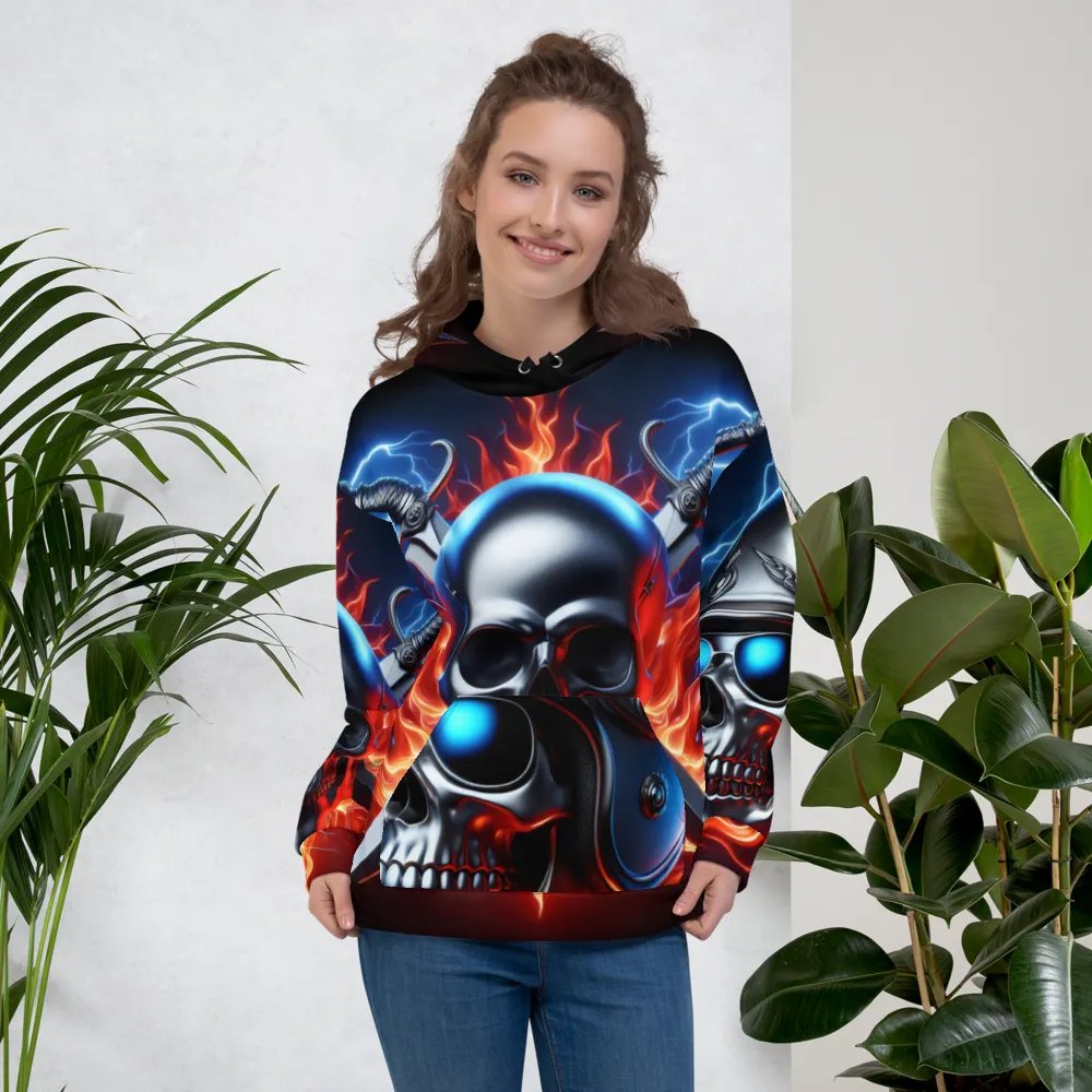 Silver Digital Skull Art - Unisex Skull Hoodie #30 product image (5)