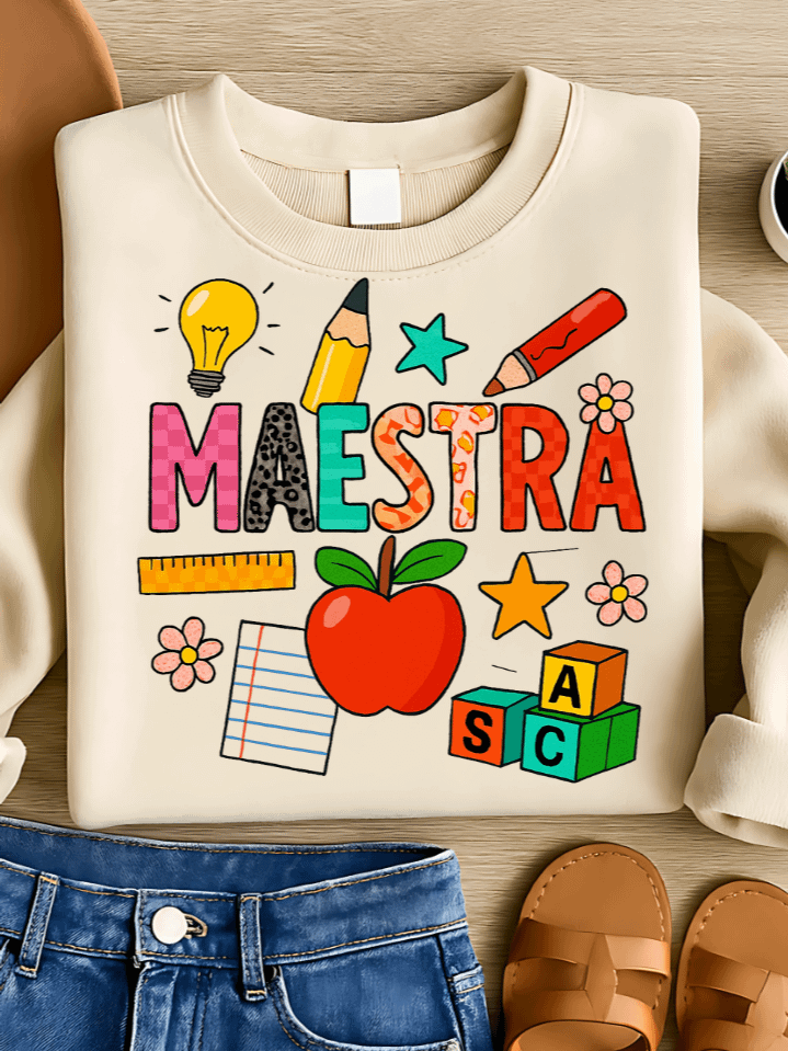 Maestra Coquette Bow Sublimation PNG – Cute Spanish Teacher Design with Pink Bow & Girly Aesthetic – Back to School Clipart for Stylish Educators – 300 DPI Instant Download product image (1)