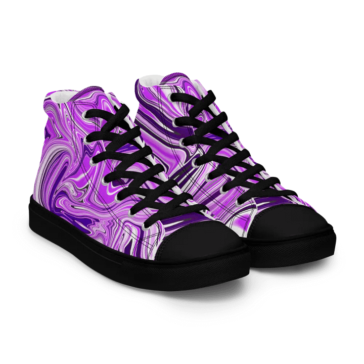 Men's High Top Canvas Shoes - Purple Digital Fluid Art product image (1)