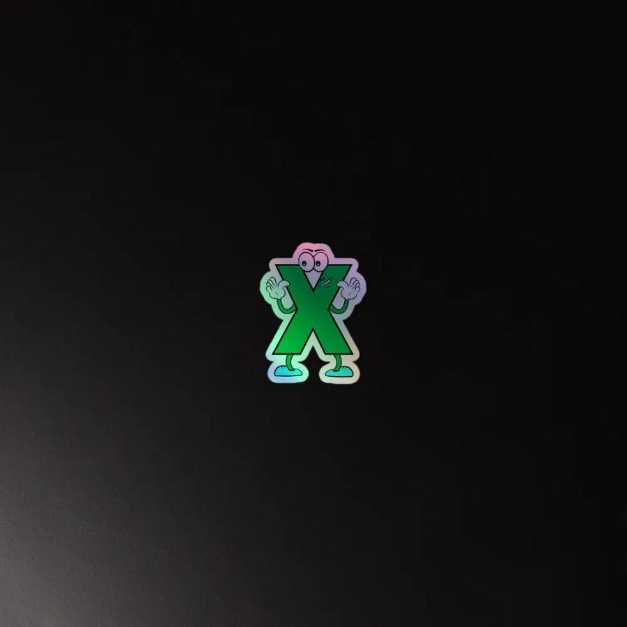 X Letter Cartoon Character Holographic Sticker product image (4)