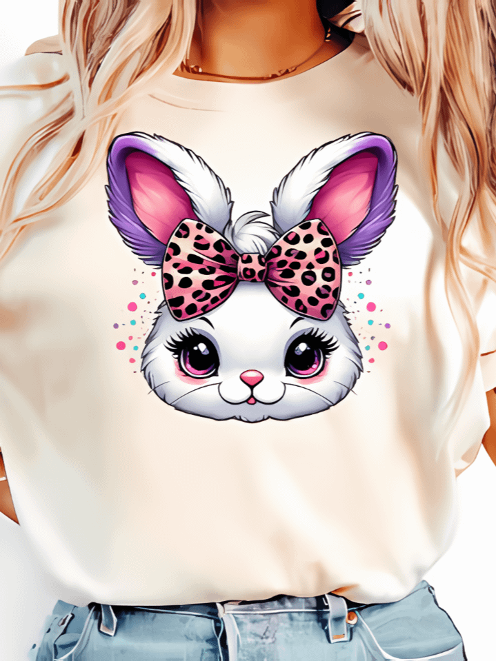 Leopard Print Bandana Bunny T-Shirt Design – Stylish Easter Rabbit Sublimation PNG – Trendy Spring Fashion – Instant Digital Download – High-Resolution 300 DPI product image (1)