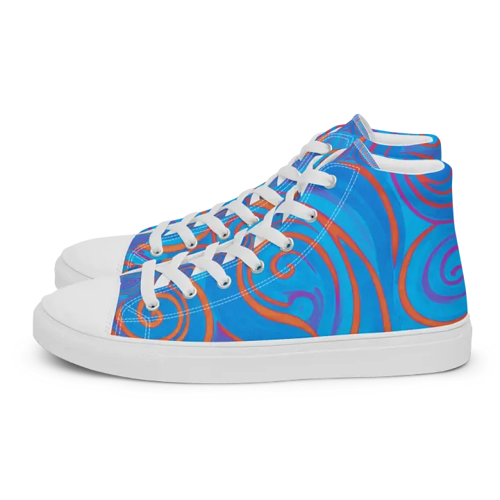 Funky Blue Dreams Liquid Tie-Dye Women's High-Top Canvas Shoes product image (2)