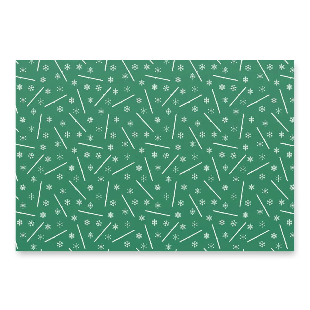 Flutes and Snowflakes - C Flute - Green Gift Wrap Paper product image (6)
