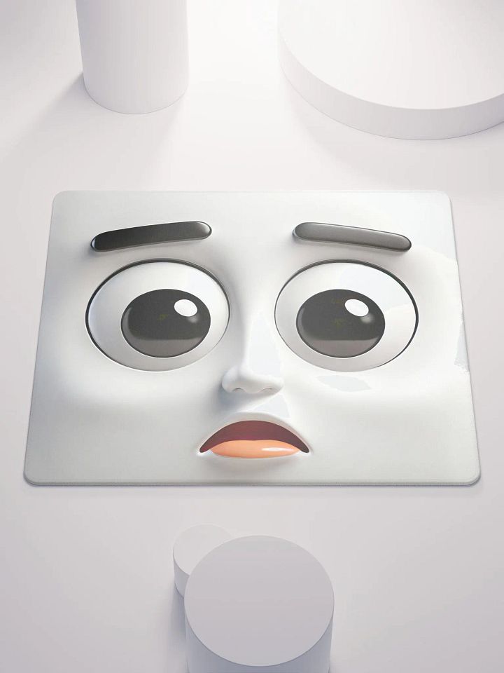 Startled Cartoon Face Premium Mouse Pad: Level Up Your Workspace! product image (1)