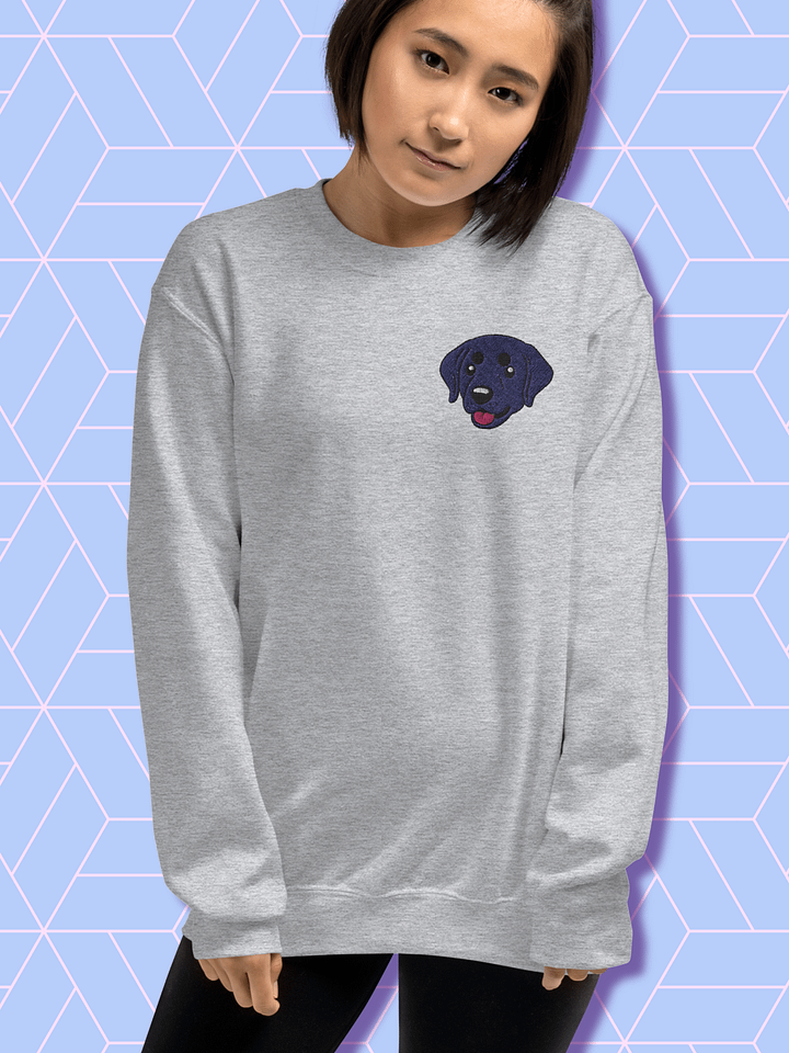 Happy Black Labrador Retrievers Pup Embroidered Crewneck Sweatshirt product image (2)