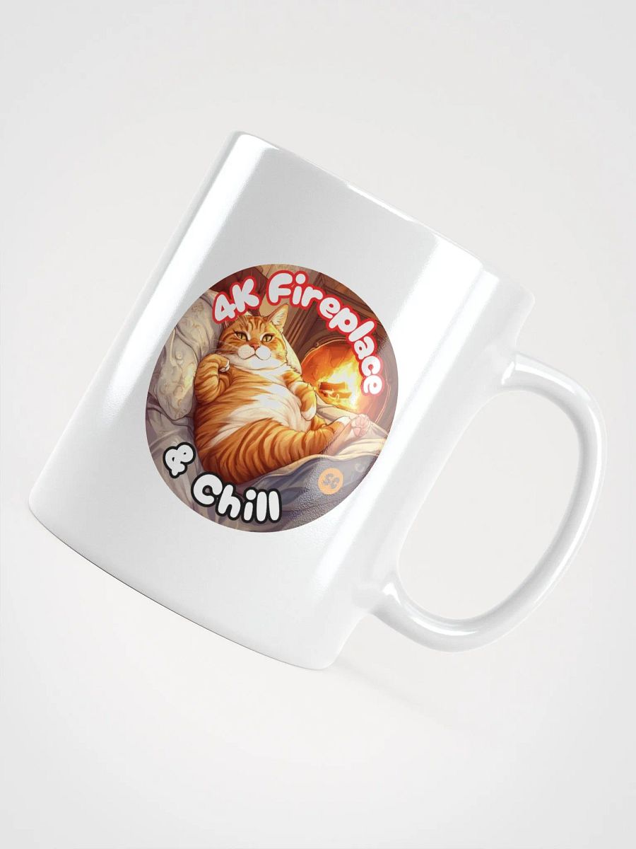 Cozy Cat - 4K Fireplace & Chill | White Glossy Mug product image (10)