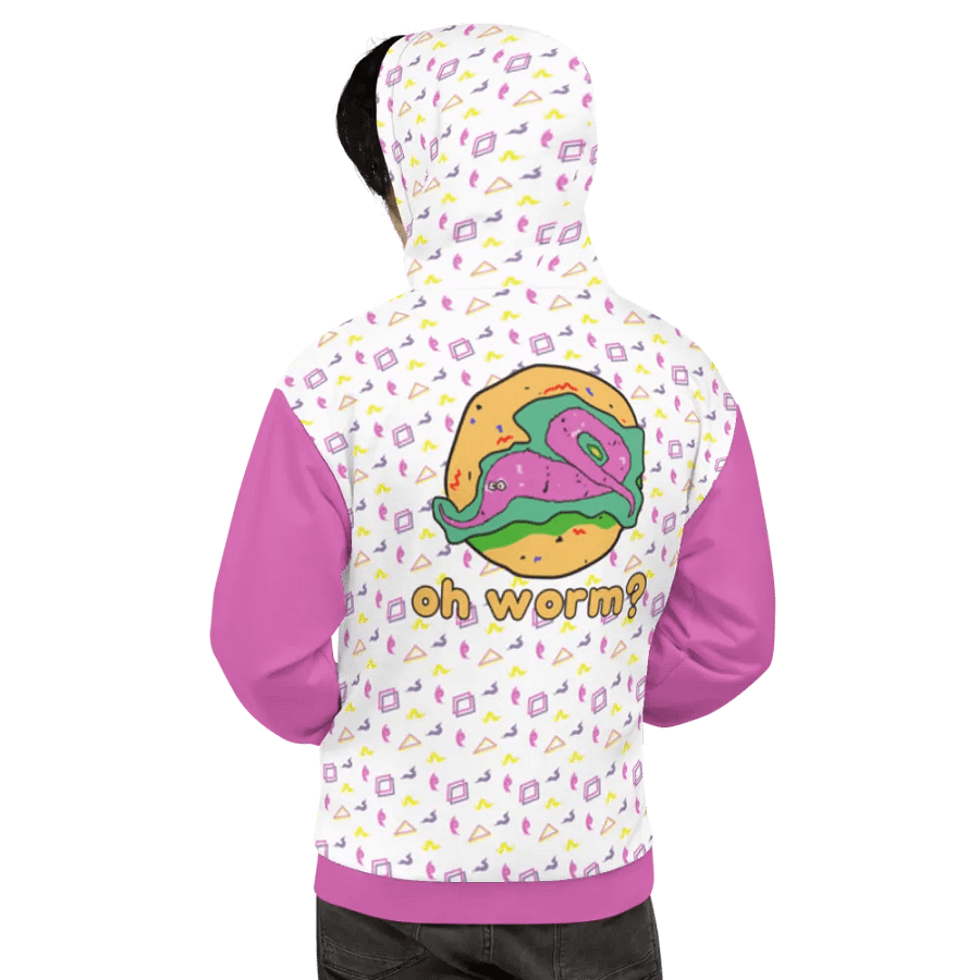 Oh Worm pink & white eco hoodie product image (5)