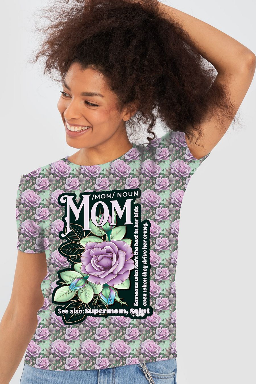 Funny Mom Floral All Over Print T-shirt product image (1)