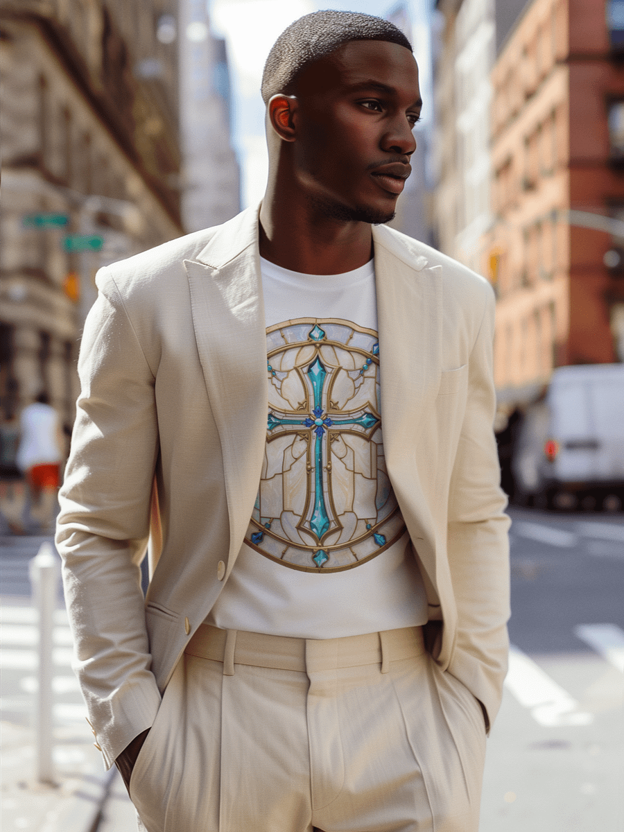 Divine Cross Stained Glass T-Shirt product image (1)