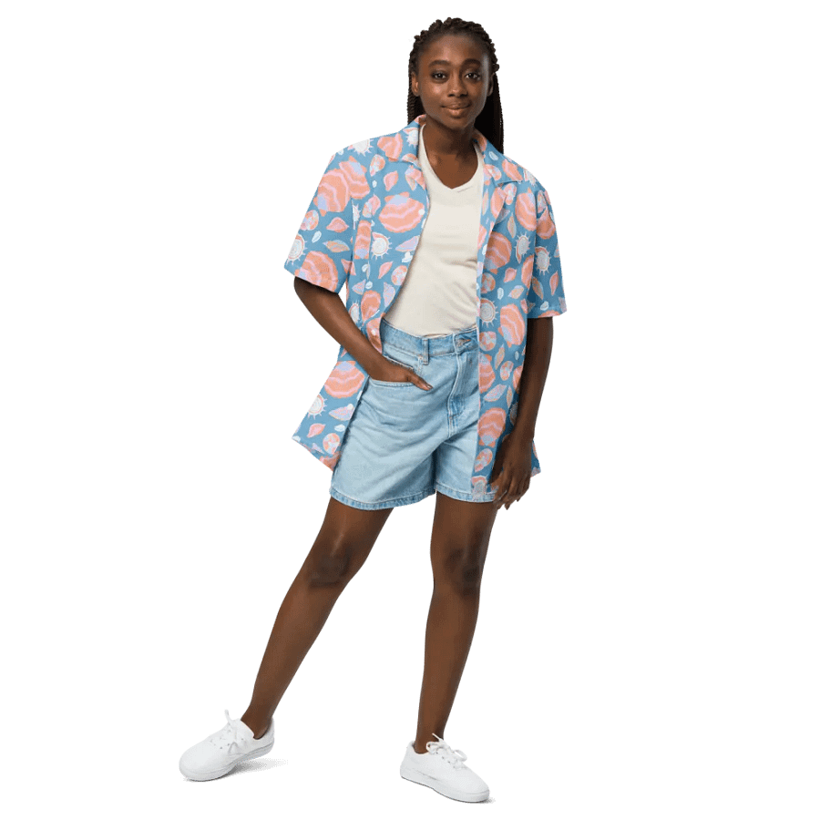 Retro Seashells Blue Hawaiian Shirt product image (3)