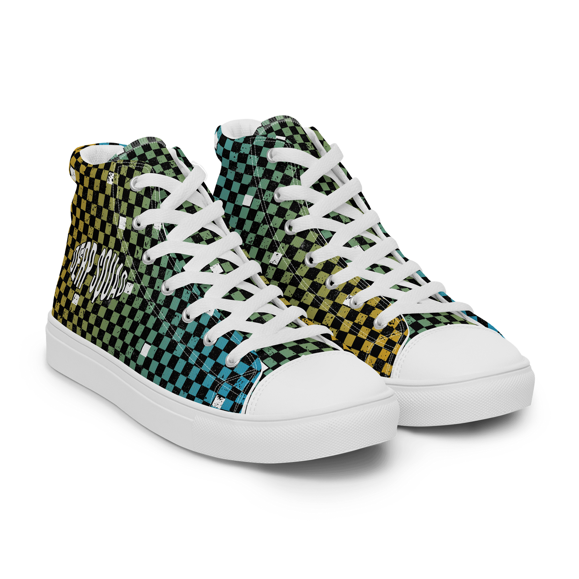 Derp Squad Checkered Men's High Top Canvas Shoes product image (8)