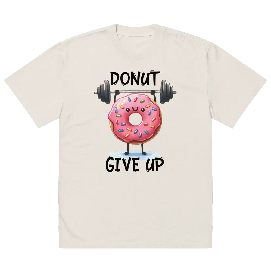 Playful Donut Lifts Weights Cartoon T-Shirt product image (2)