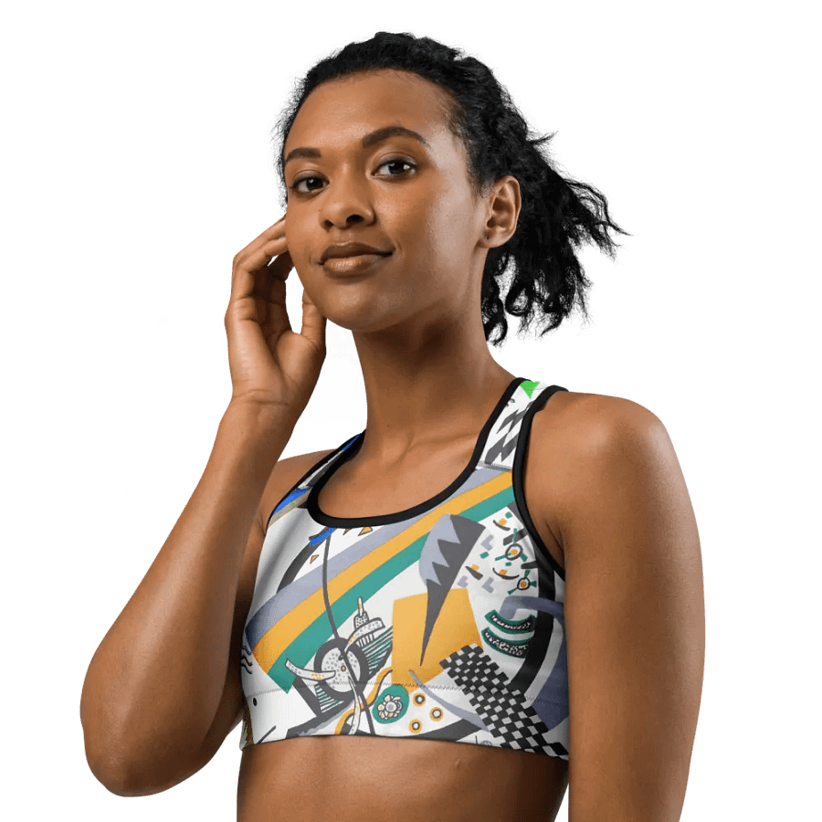 Abstract Lithographic Pattern Design Sports Bra - V4 product image (7)