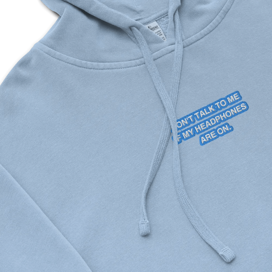 HEADPHONES ON (aqua bubble design 2) embroidered pigment hoodie product image (1)