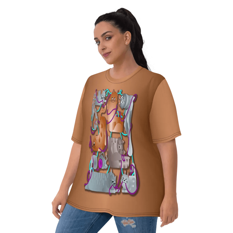 Cats Playing with Yarn All Over Print T-shirt product image (10)
